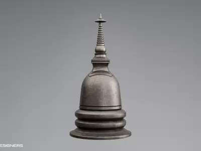 Tibetan Buddhist Stupa - Chorten Ritual Monument Low-poly 3D model