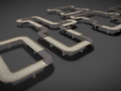Modular Road Pack 3D Low-poly 3D model