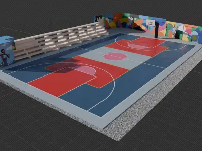 Colorful Basketball Court 3D model - Blender 3D model
