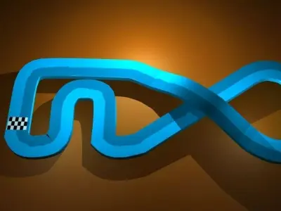 Mini game race track two Low-poly 3D model