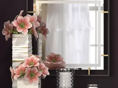 Decorative flower vase set 5 3D model