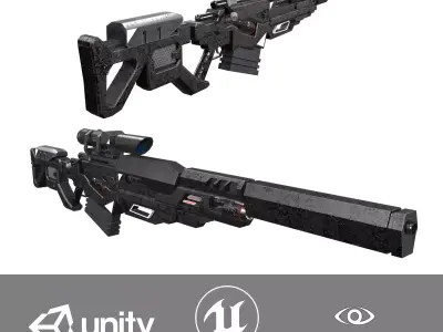 Sci-Fi Sniper Rifle  Low-poly 3D model