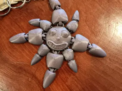 smiling sun keychain - flexi fidget toy 3D print model