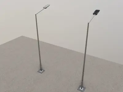 5mt Conical Lighting Pole Single Consol 3D model