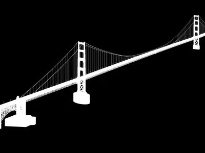 Golden Gate Bridge Low-poly 3D model
