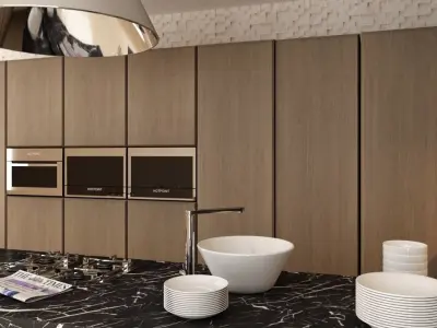 kitchen 1 modern with marble counter tops 3D model