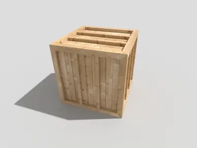 low poly wooden crate Low-poly 3D model