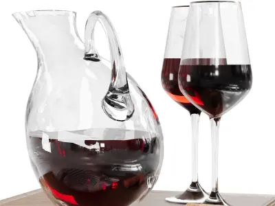 N7 Elegant Red Wine Set with Decanter and Glasses 3D model