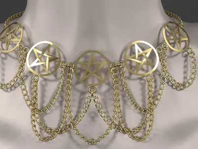 Collar accessory w stars  chains 3D model