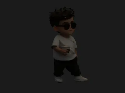 Chinese boy figure  Low-poly 3D model
