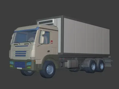 Generic Refrigerator Truck -- Small Container Truck -- Box Truck 3D model
