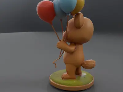 bear statue with balloon 3D model