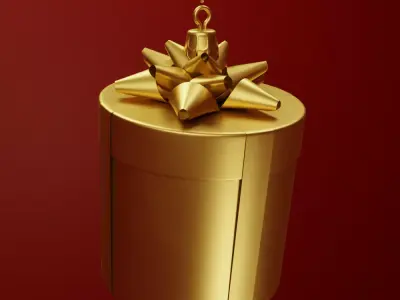 Gift Box Golden 3D - 01 3D model