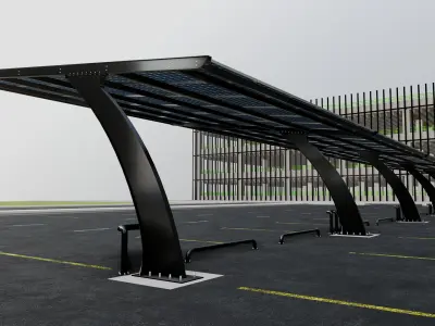10 Cars L Type Modern Solar Carport 3D model