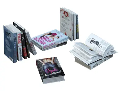 Book Set Sorted Low-poly 3D model