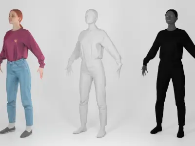 Young pretty woman in casual style 187 Low-poly 3D model