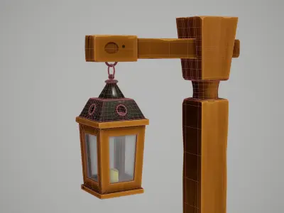 Stylized Light Pole Low-poly 3D model