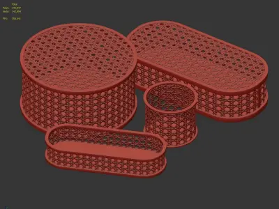 Rattan storage containers 3D model