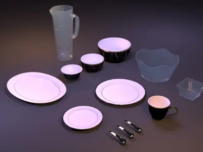  luxury tableware Low-poly 3D model