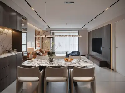 Warm Contemporary Apartment Living 3D model