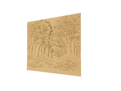 modern panel wall decor set wall relief mural CNC 115 3D model