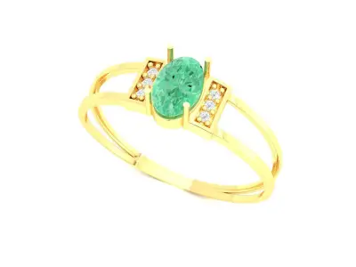 Gold Ring Graduation Oval Sapphire Diamonds 3D Model Print Ready 3D print model