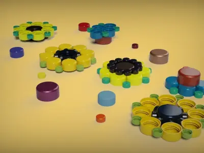 Bottle Cap Garden 3D model