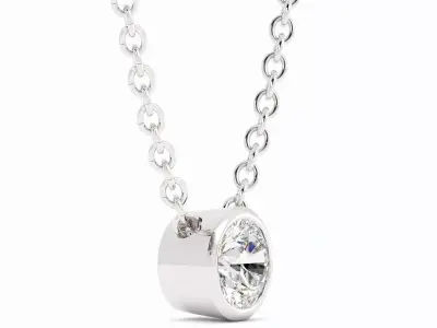 Classic Round Diamond Necklace Bezel Set Necklace 3D print model