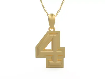 Model 1155 Number 4 Necklace Curved With Border 3D print model