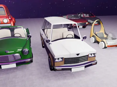 Stylized Car Pack 12 Game Ready Vehicles Classic Sports Cartoon Low-poly 3D model