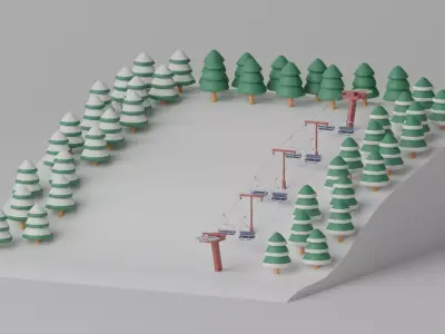 Ski Slope Lift Mountain Pack 3D model