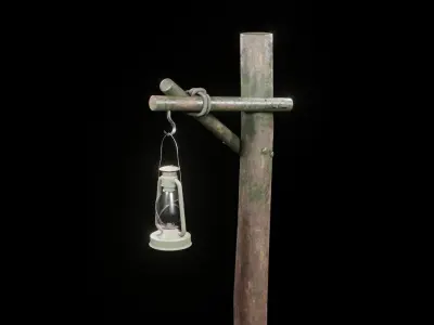 Lantern Pole Low-poly 3D model