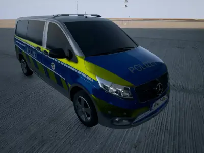 Mercedes Vito German Police FBX and Unreal Engine Asset  Low-poly 3D model