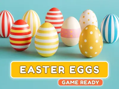 Low Poly Easter Eggs Chicken Pack 01 Low-poly 3D model