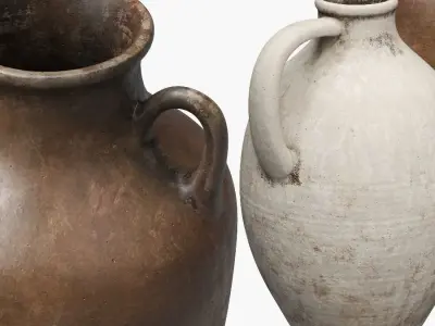 Artisan hand painted vases 02 3D model