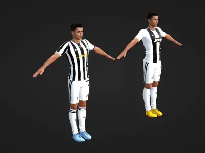 Cristiano Ronaldo - Juventus - Two Models Low-poly 3D model
