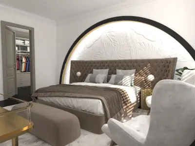 3D Bedroom Model model modern with arched ceiling 3D model