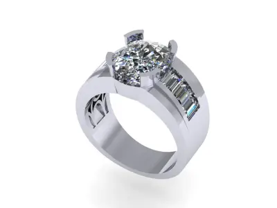 Men diamond ring 3d render 3D print model