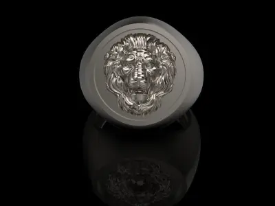 Ring design with lion 3dm stl 3D print model 3D print model