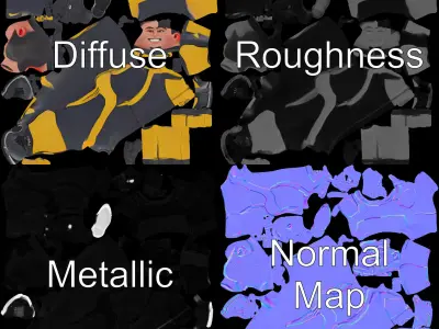 Energetic Racing Hero Rigged and Animated D Character Model Low-poly 3D model