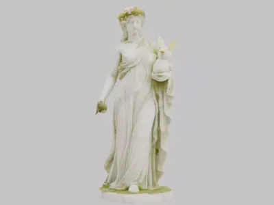 Elegant Marble Garden Statue of Woman Low-poly 3D model