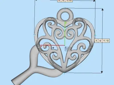 pendant openwork heart 3D print model