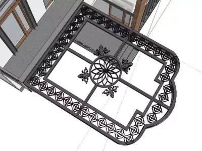 Iron Glass Roof Art Mounted Villa Facade 3D model 3D model 3D model