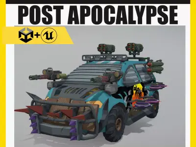Low Poly Post Apocalypse Sport Car Low-poly 3D model