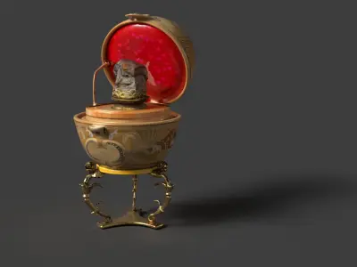 Faberge egg with meat shaped stone  Low-poly 3D model