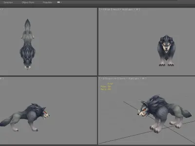 Cartoon fangs wolf Low-poly 3D model