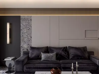 luxury living and dining room interior  3D model