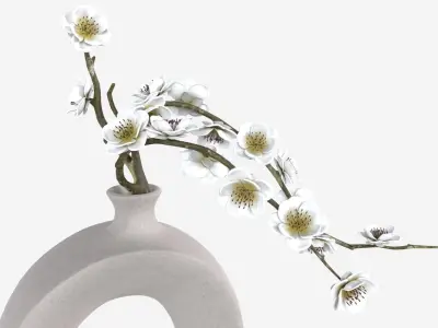 Brushed Ceramic Flower Vases 3D model