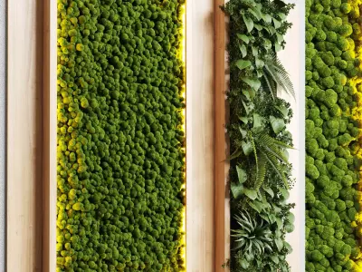 wall garden and vertical moss in wooden frame 22 3D model