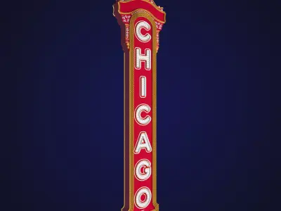 Chicago Theater Sign Vertical 3D model